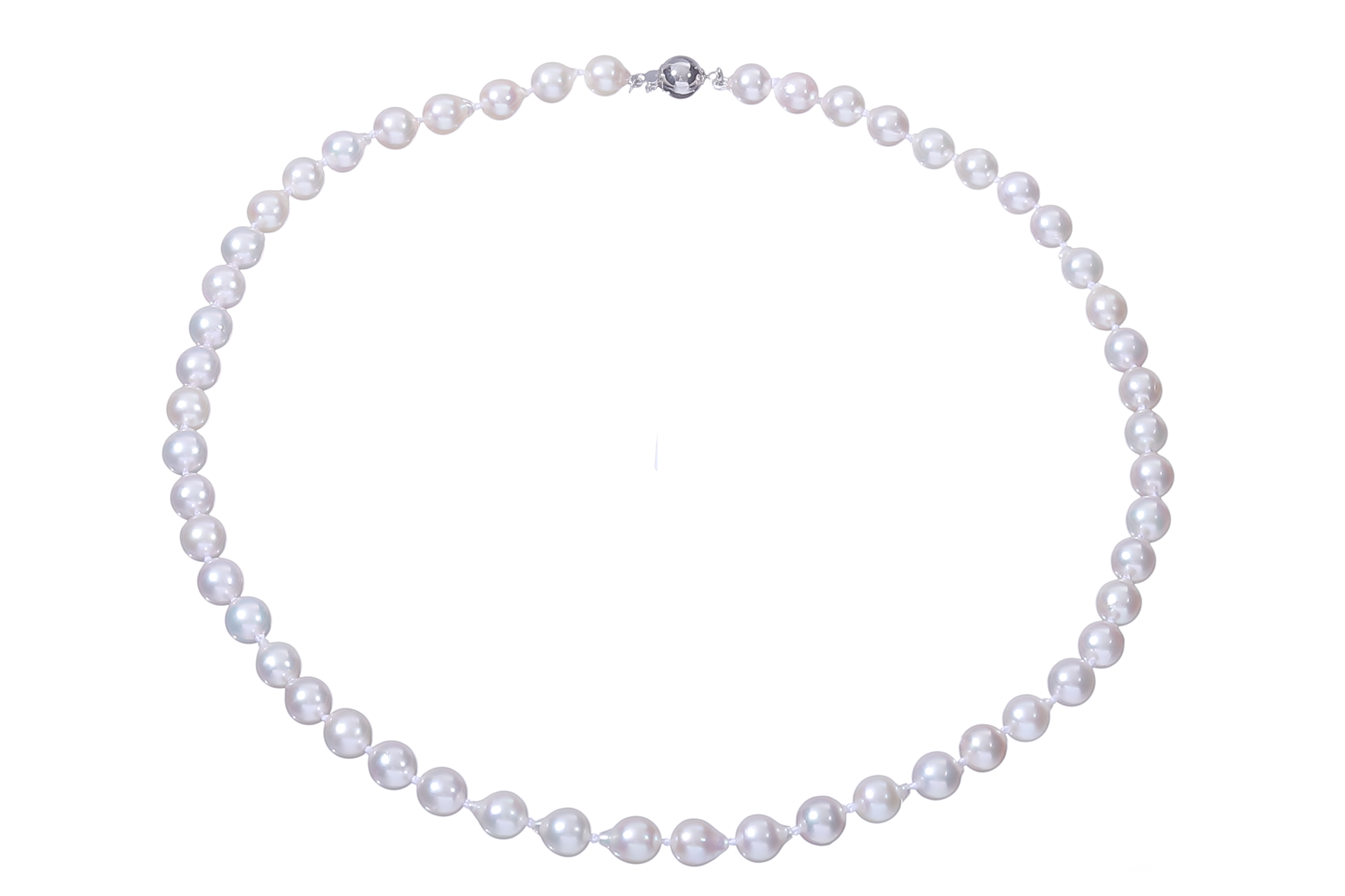 Halskette aus Akoya-Zuchtperlen in Standardqualität mit Verschluss aus Weißgold 6.5–7 mm - 5