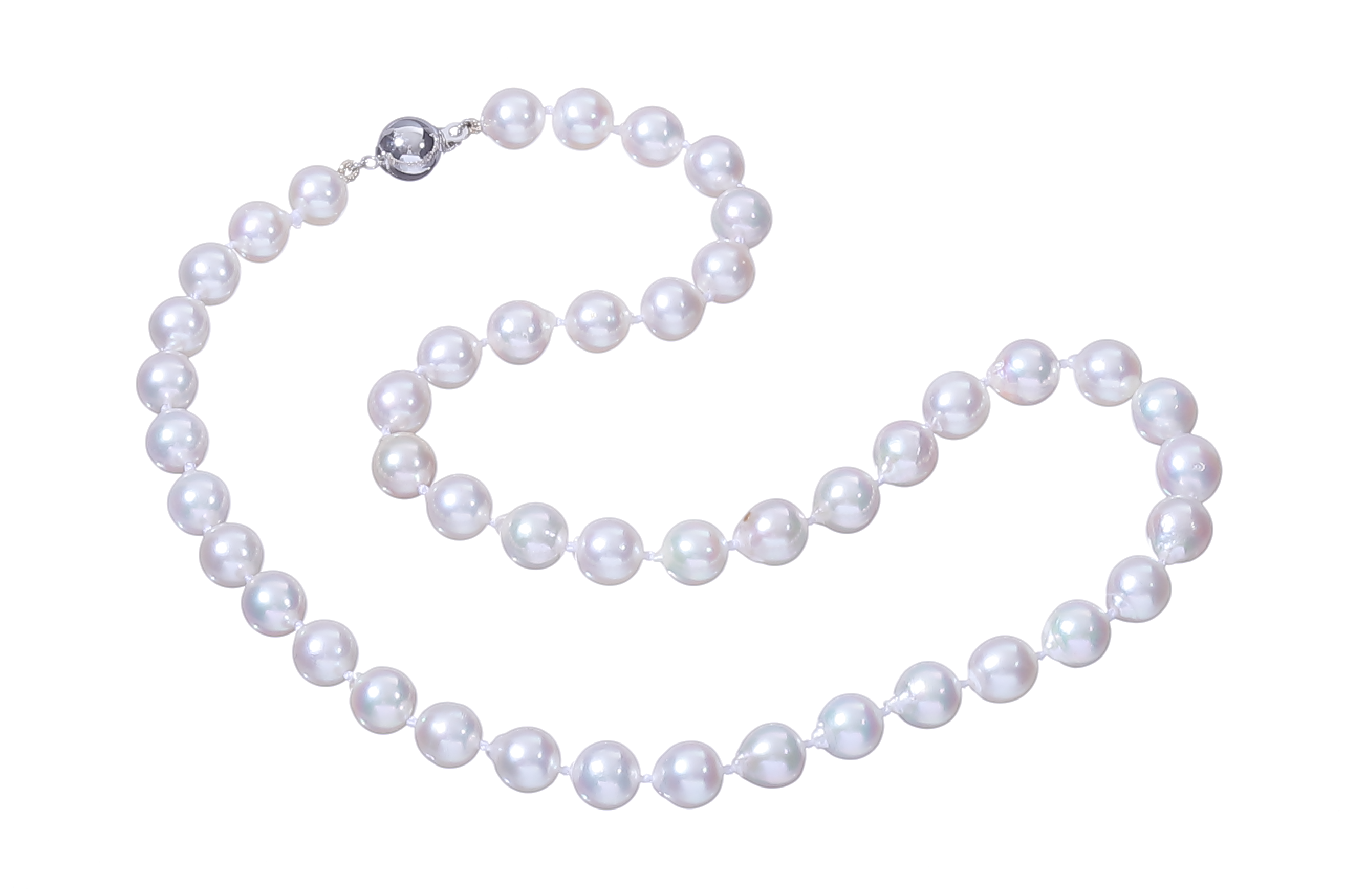 Halskette aus Akoya-Zuchtperlen in Standardqualität mit Verschluss aus Weißgold 7.5–8 mm - 3