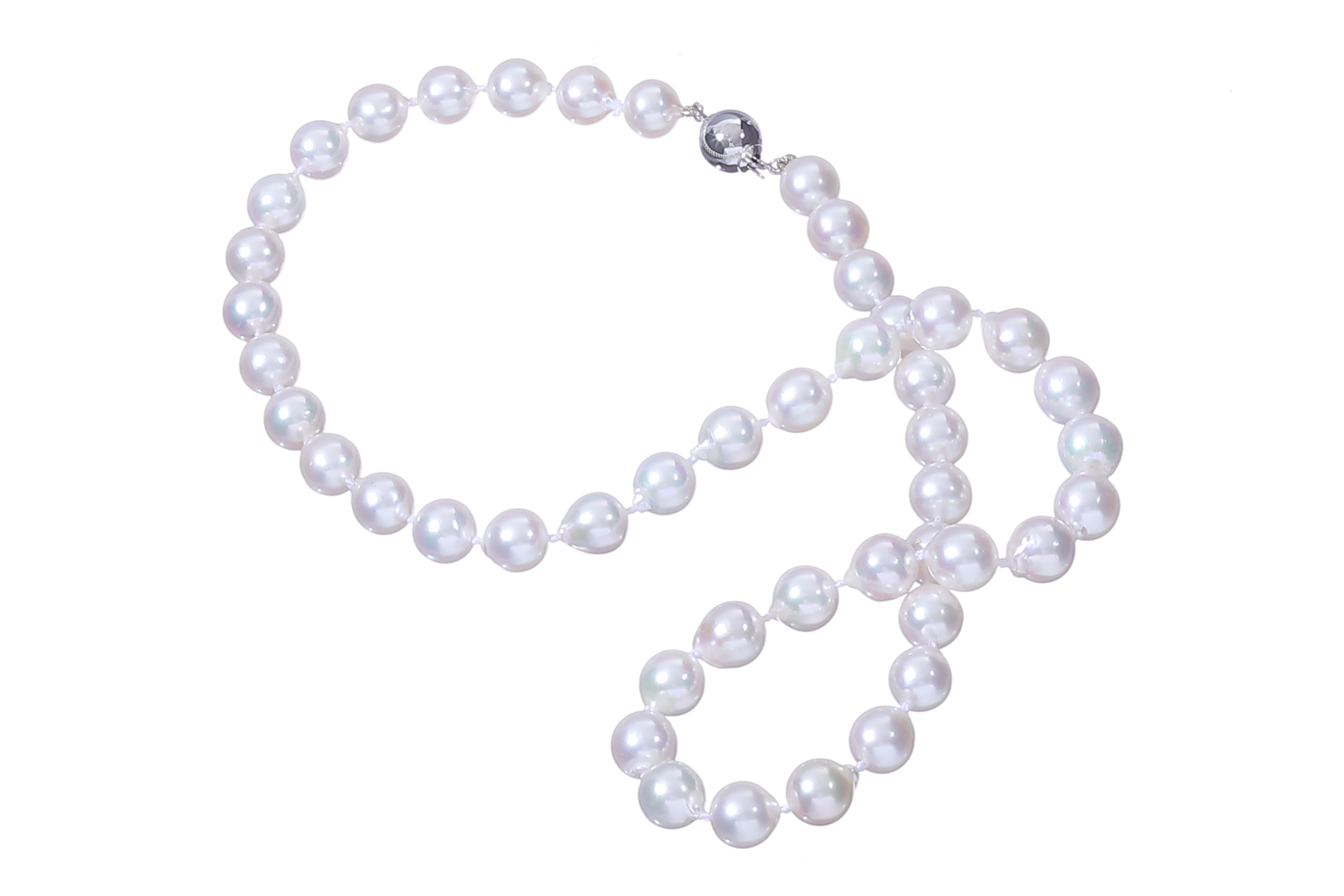 Halskette aus Akoya-Zuchtperlen in Standardqualität mit Verschluss aus Weißgold 7.5–8 mm - 4