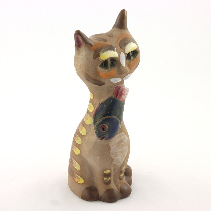 ドロシー・クラフ  魚を咥えた可愛らしいネコ  18cm  1960年代