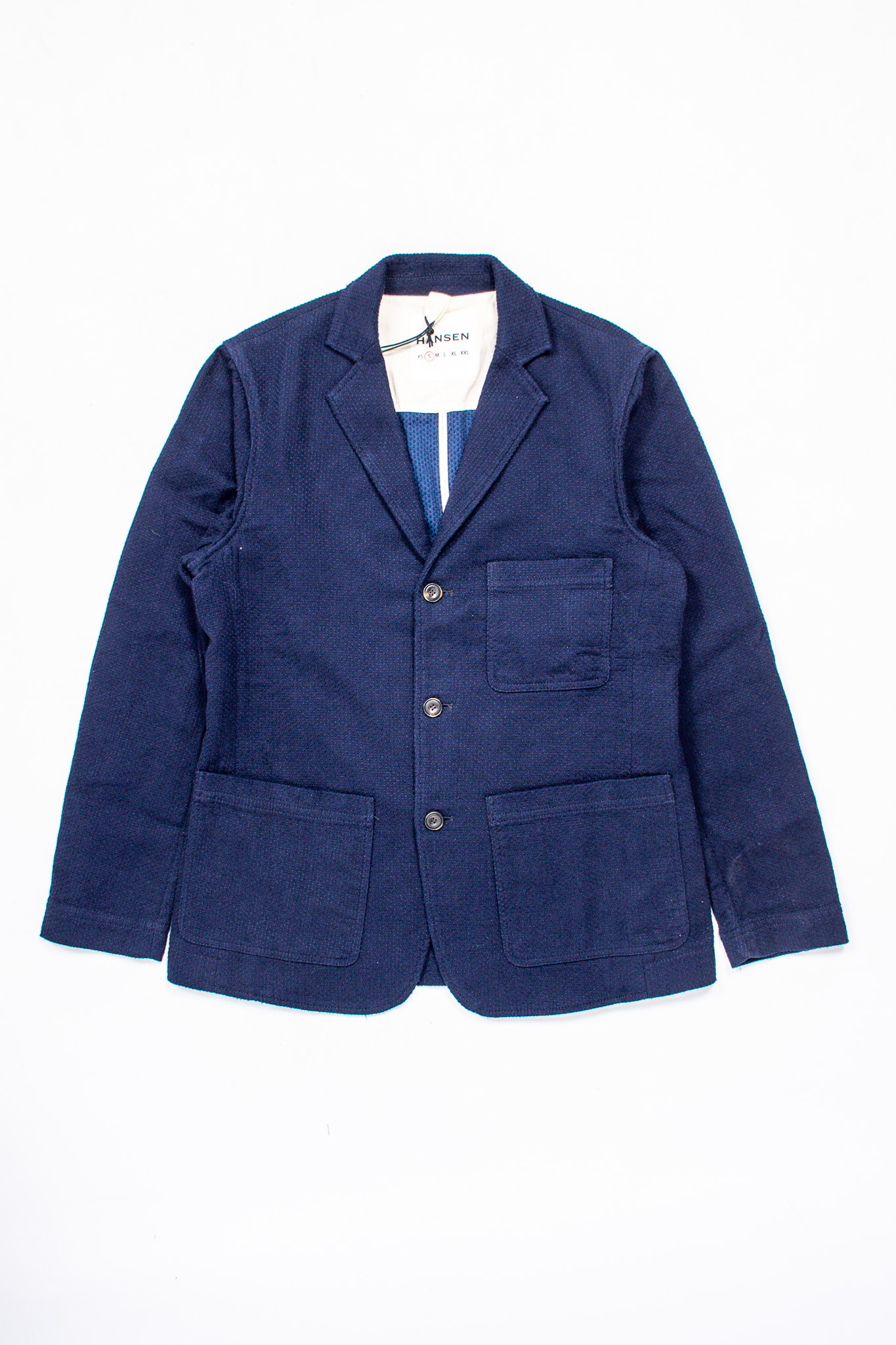 Hansen Garments - Charlie Easy Three Button Blazer Indigo Sashiko ...