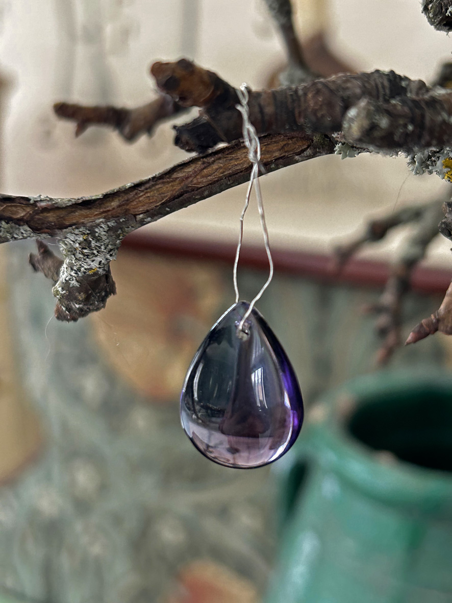 Glasdroppe lila 20 mm