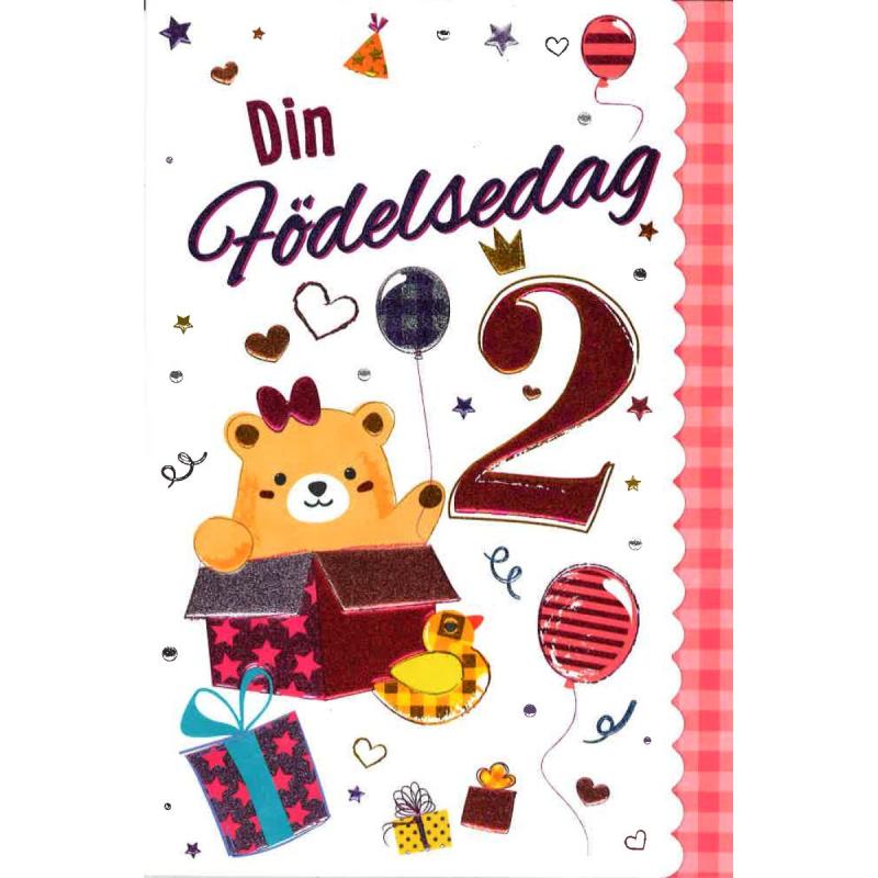 Dubbelt Födeledagskort 2 år - Spader