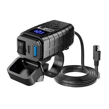 USB och USB-C laddare med LED voltmeter