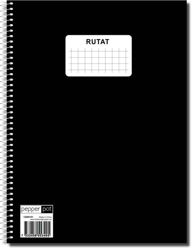 Spiralblock A4 rutat – 70 blad, 60 g papper, svart omslag