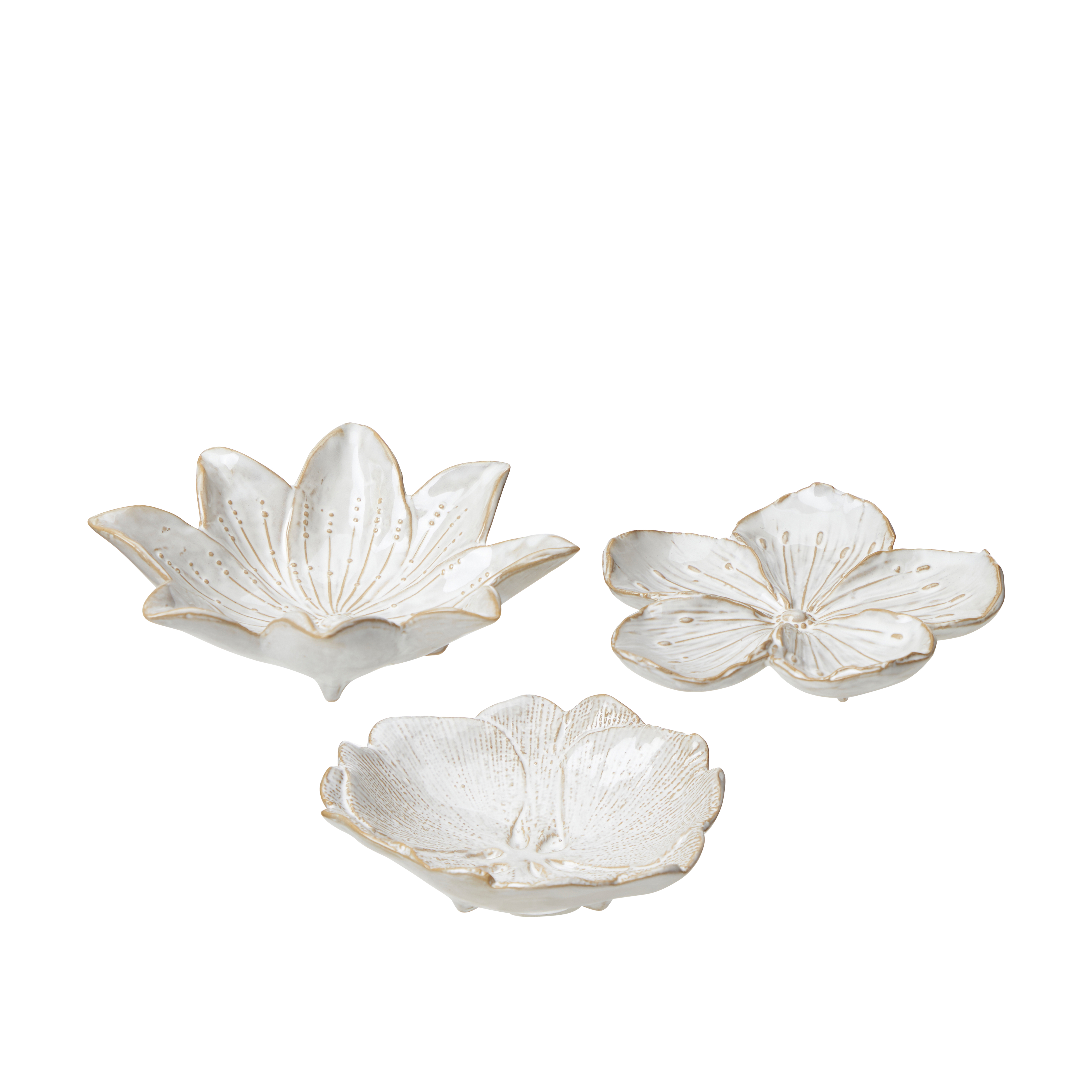 Fat - Brickor - Blomma - 3-pack - Porslin - Offwhite - 5