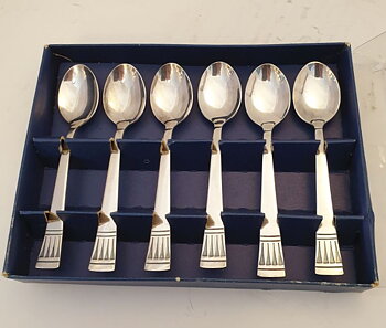 Lotus coffee spoons nickel silver 6 pcs in original packaging