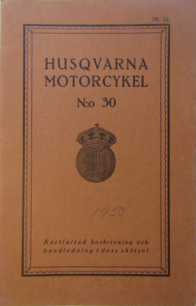 1929 Husqvarna N:o 30 Instruktionsbok svensk