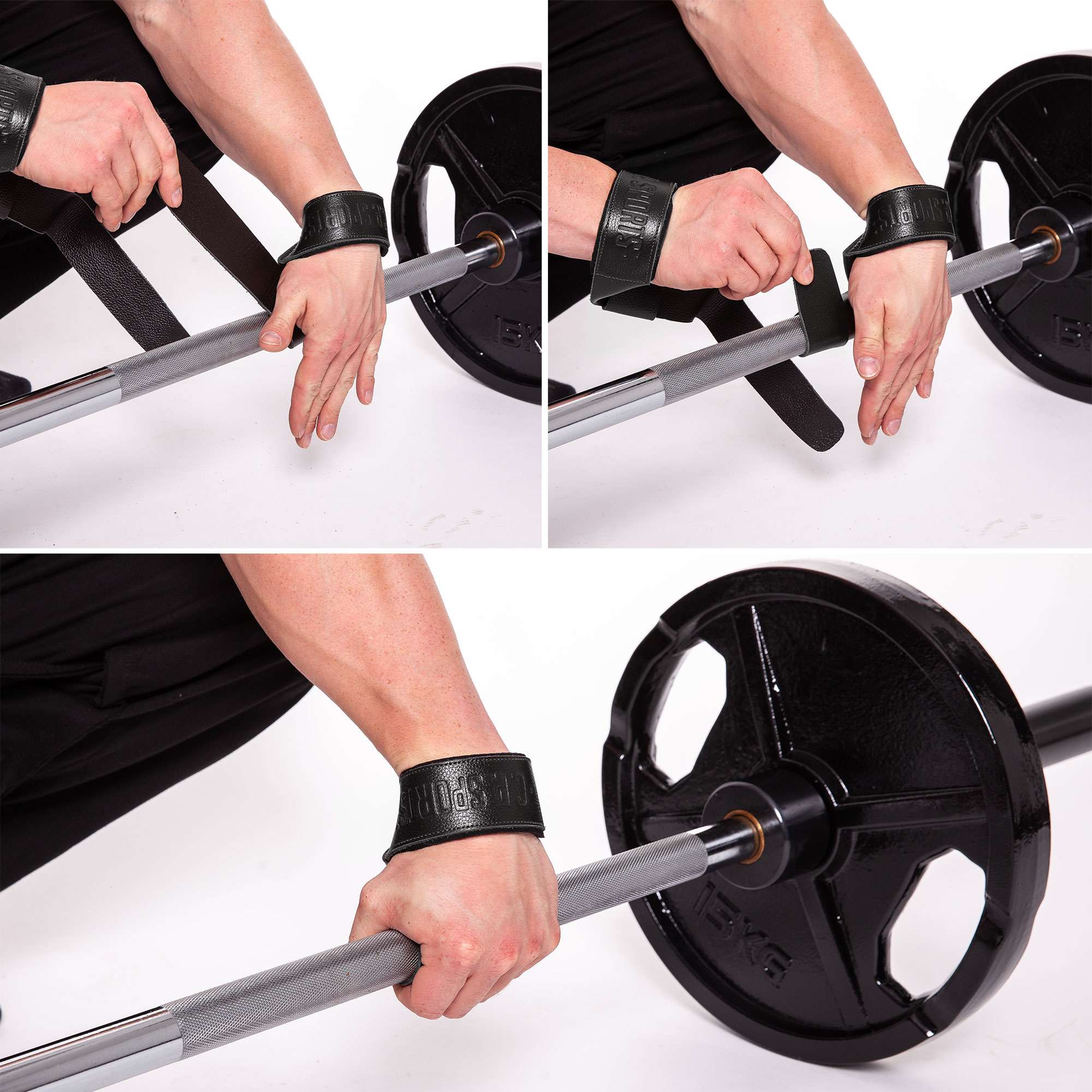 Padded Leather Lifting Straps, black - 4