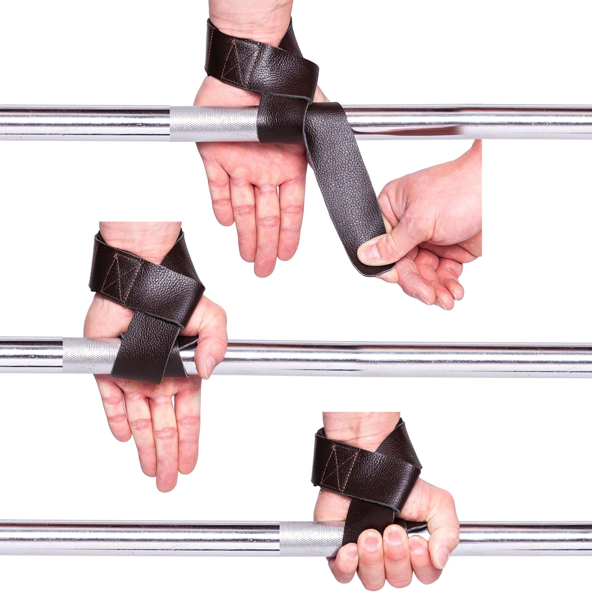 Padded Leather Lifting Straps, black - 3