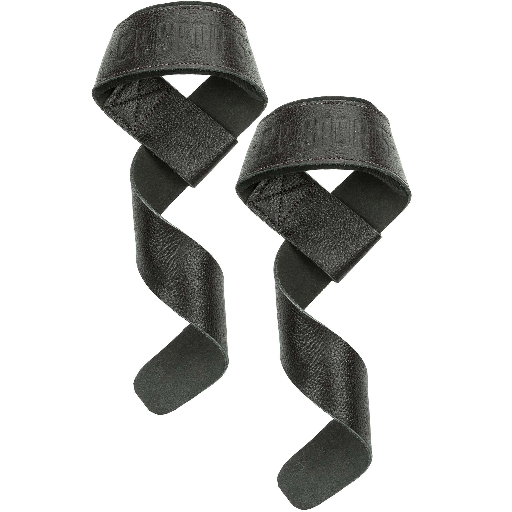 Padded Leather Lifting Straps, black