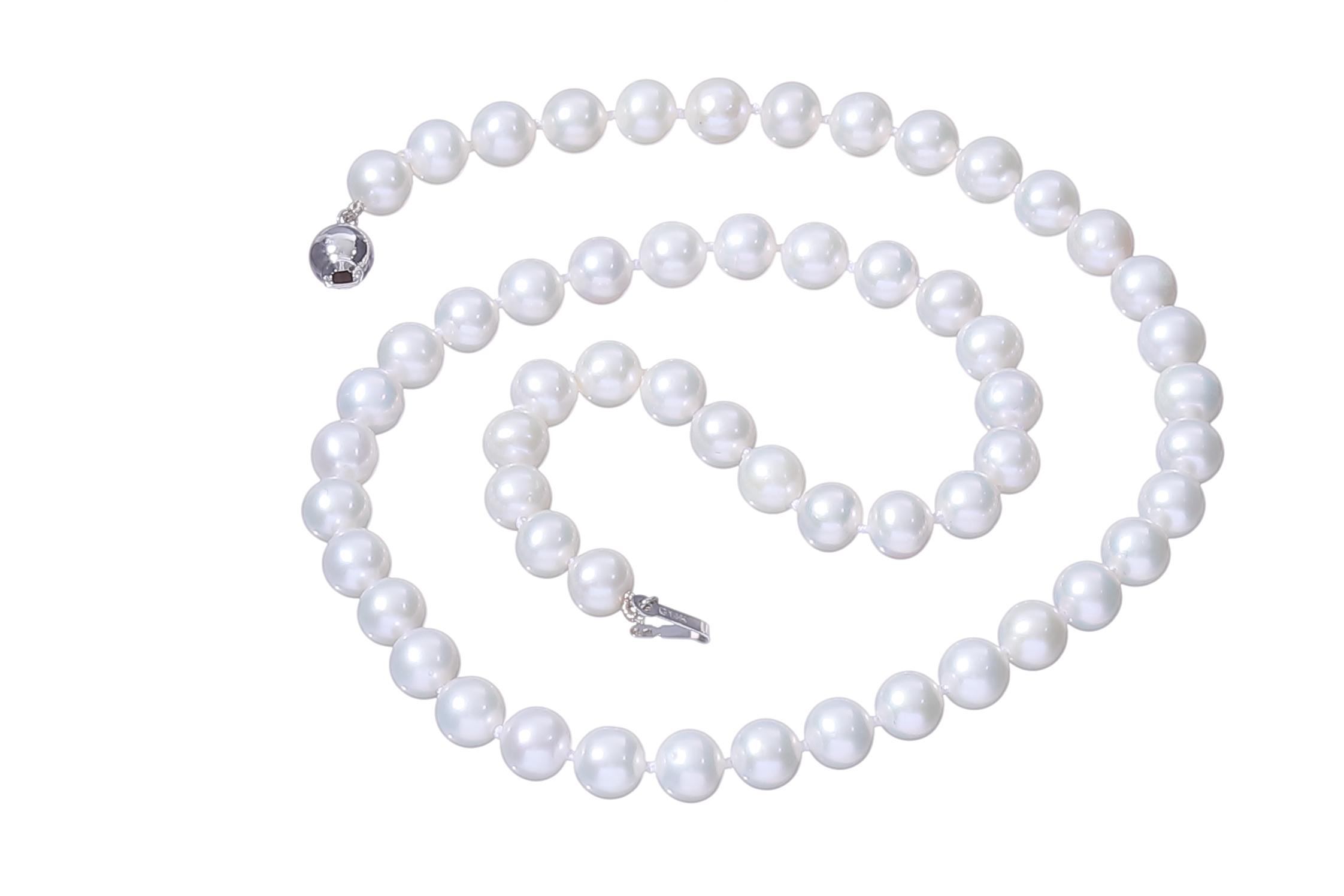 Hochwertige Halskette aus Süßwasser-Zuchtperlen mit Weißgold-Verschluss 7–8 mm - 4