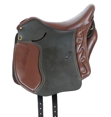Akademisk sadel l i läder med polyflexbom. Flexzone- Saddles "Hispanola" - 5 Utbytbara koppjärn - 5