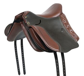 Akademisk sadel l i läder med polyflexbom. Flexzone- Saddles "Hispanola" - 5 Utbytbara koppjärn