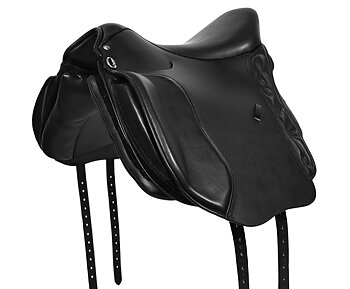 Akademisk sadel l i läder med polyflexbom. Flexzone- Saddles "Hispanola" - 5 Utbytbara koppjärn