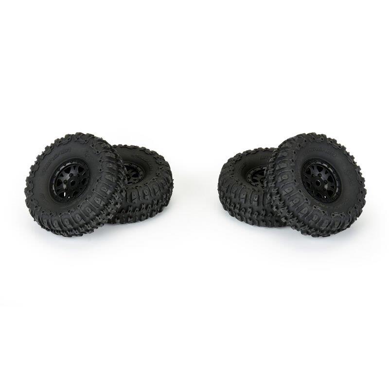 Proline 1/24 Trencher F/R 1.0 Tires Mounted 7mm Black Impulse (4): SCX24 - 4