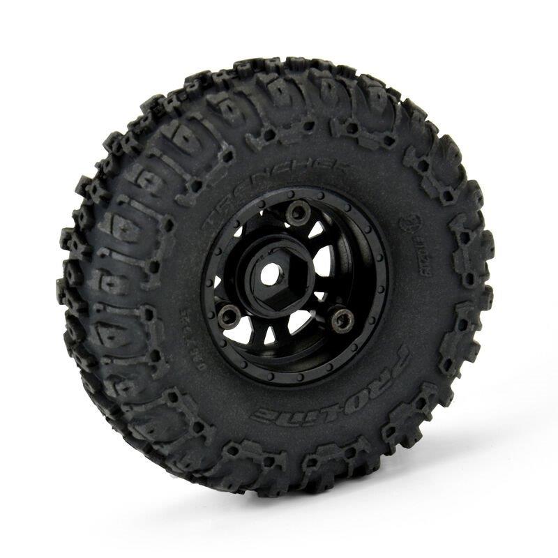 Proline 1/24 Trencher F/R 1.0 Tires Mounted 7mm Black Impulse (4): SCX24 - 3