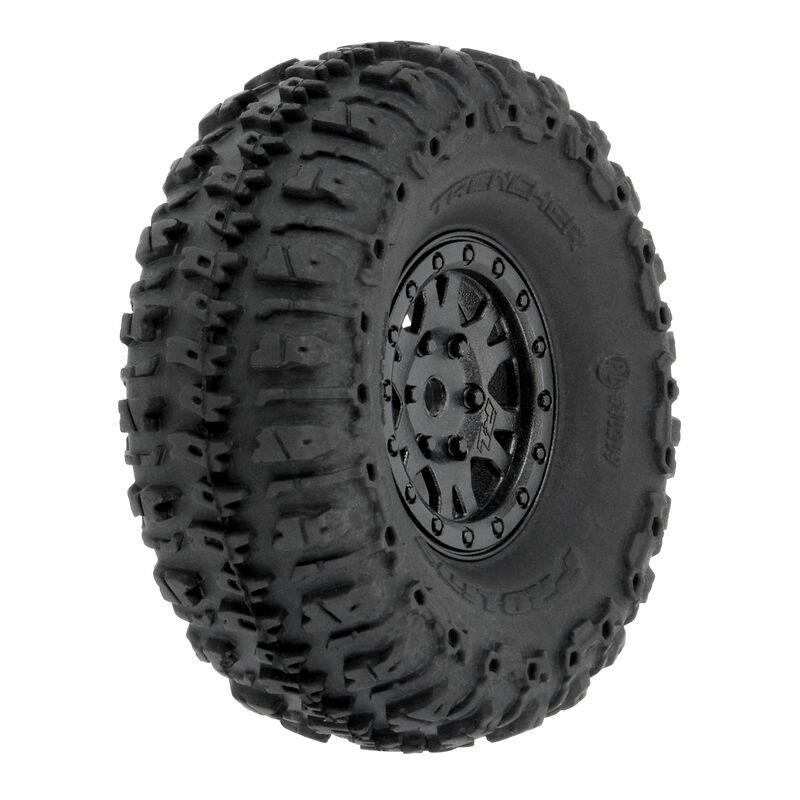 Proline 1/24 Trencher F/R 1.0 Tires Mounted 7mm Black Impulse (4): SCX24