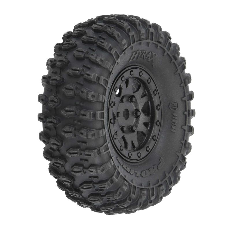 Proline 1/24 Hyrax Front/Rear 1.0 Tires Mounted 7mm Black Impulse (4): SCX24