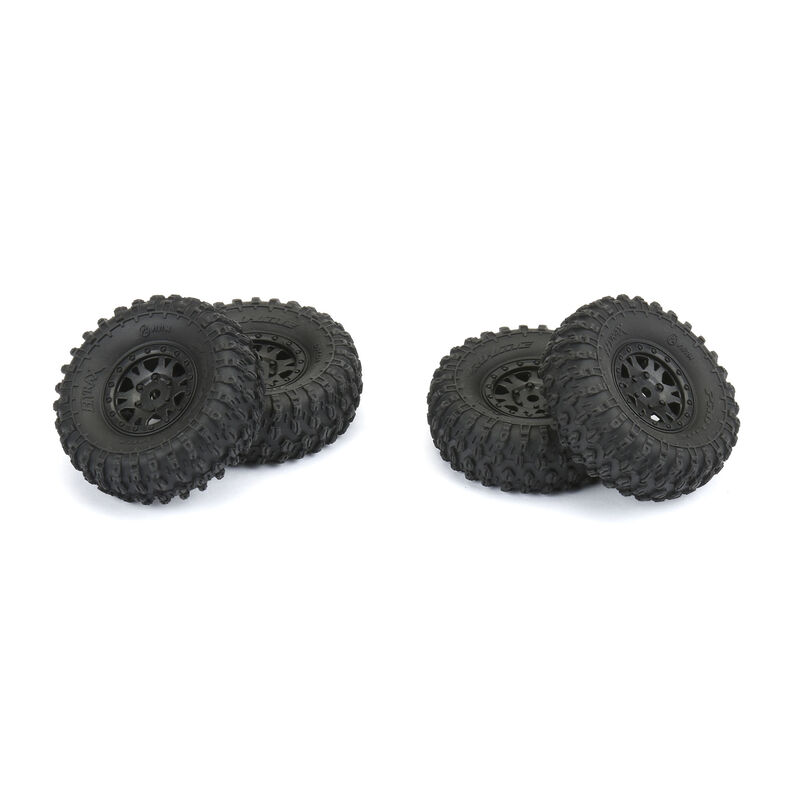 Proline 1/24 Hyrax Front/Rear 1.0 Tires Mounted 7mm Black Impulse (4): SCX24 - 4