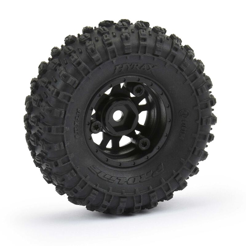 Proline 1/24 Hyrax Front/Rear 1.0 Tires Mounted 7mm Black Impulse (4): SCX24 - 3