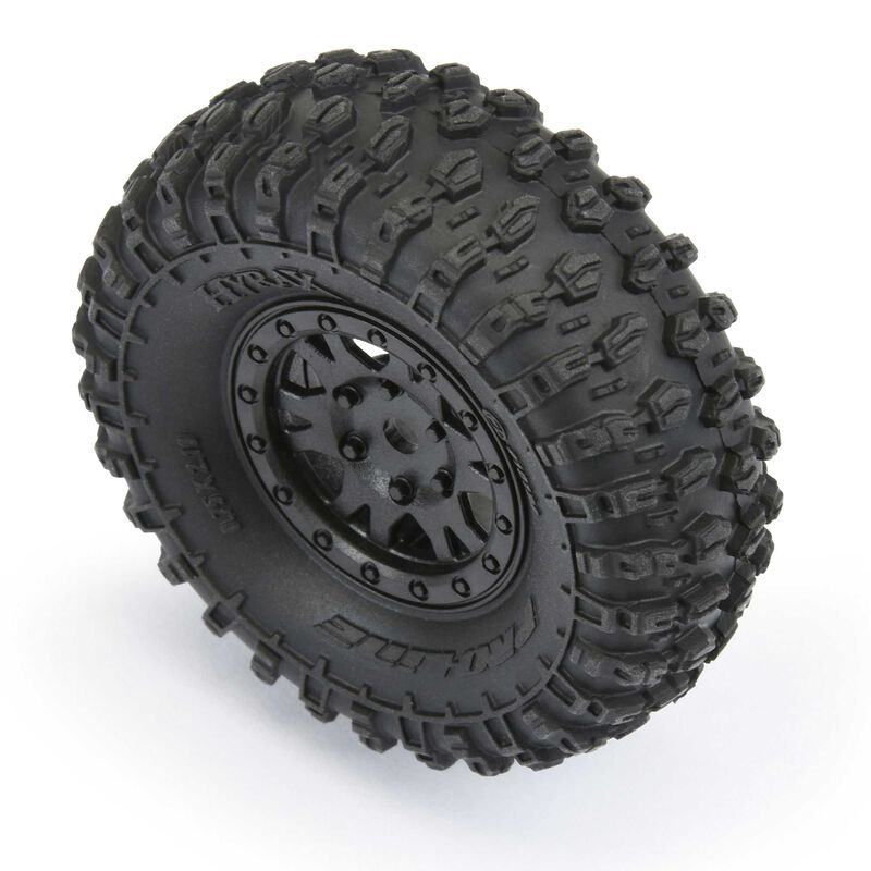 Proline 1/24 Hyrax Front/Rear 1.0 Tires Mounted 7mm Black Impulse (4): SCX24 - 2