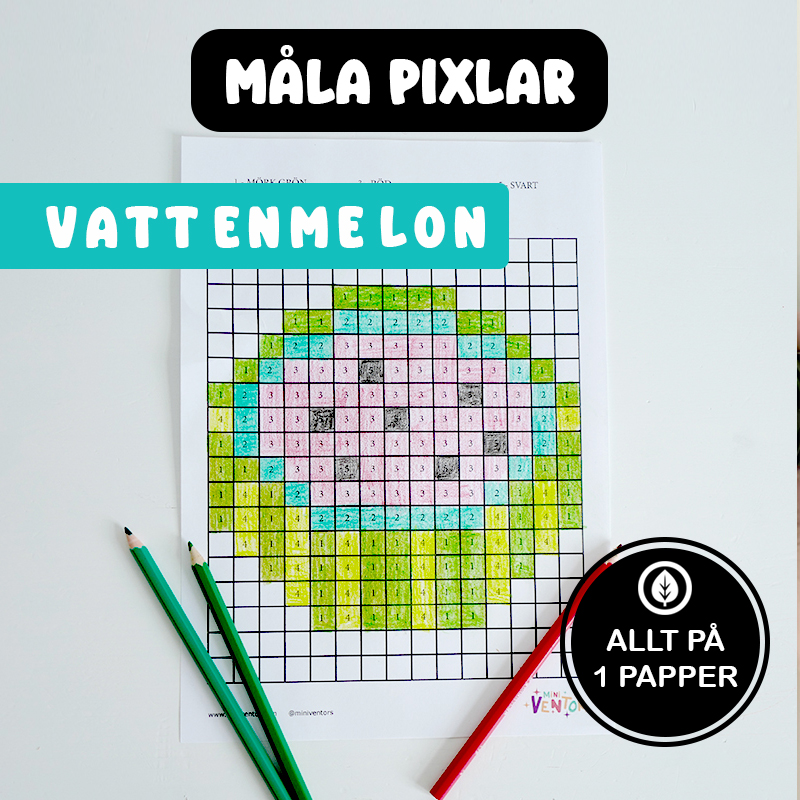 Sommarpyssel - Pixelmålning Vattenmelon