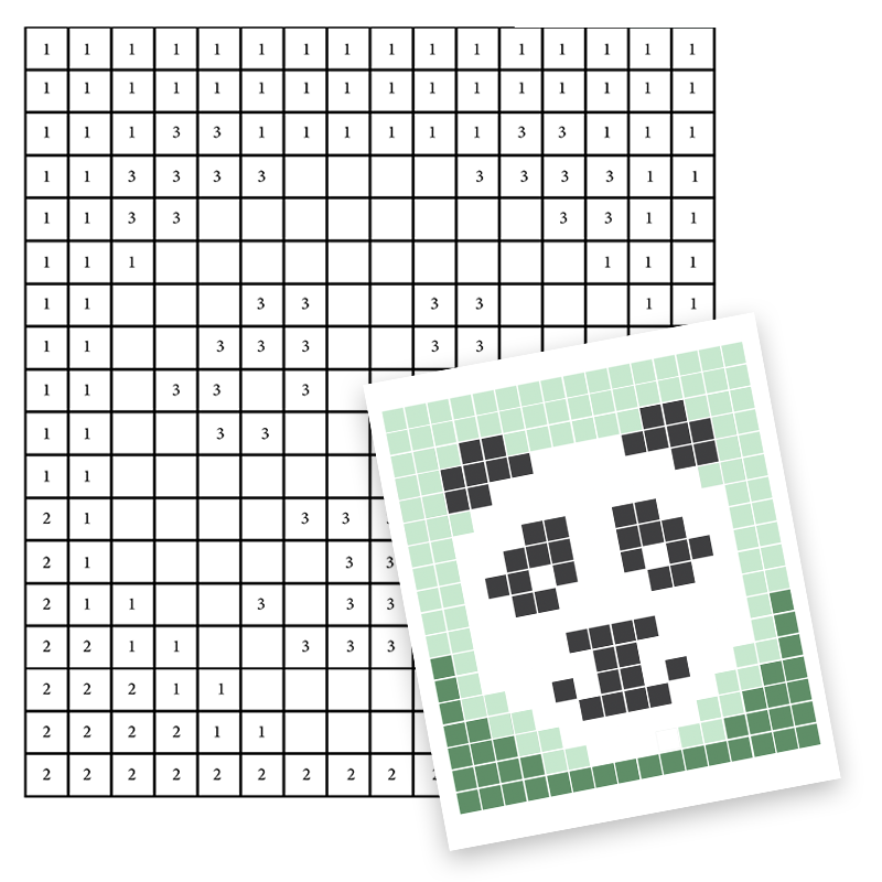 pixelmålning panda pyssel för barn färglägg