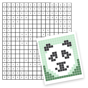 pixelmålning panda pyssel för barn färglägg