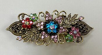 Mässingfärgad klämma med strass- multicolor 