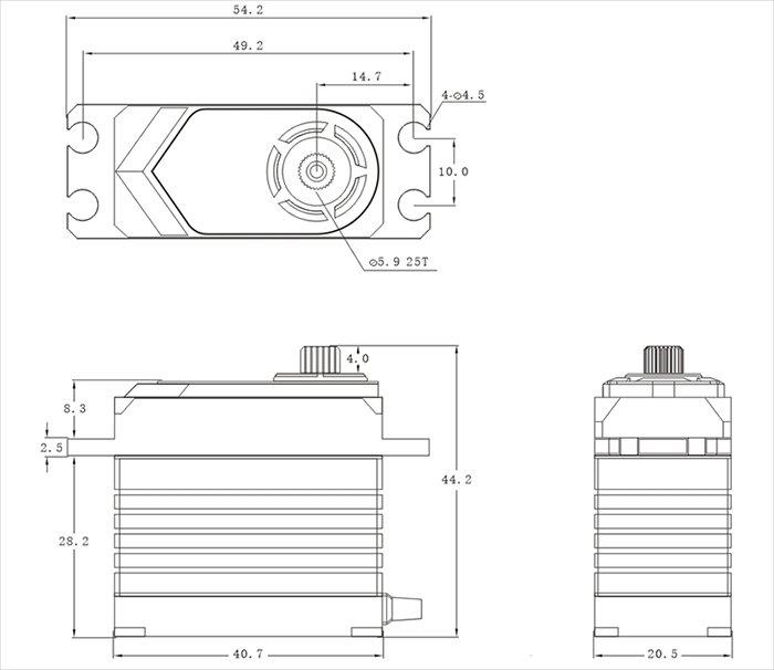 SRT T65 HiVOLT BRUSHLESS Digital servo 55 kg-0,065s/60° - 5
