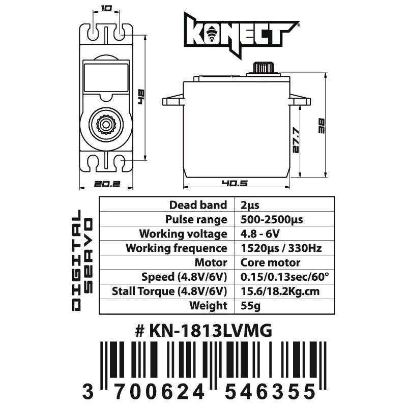 KONECT 18 kg Digital servo 18kg-0,13s/60° - 3