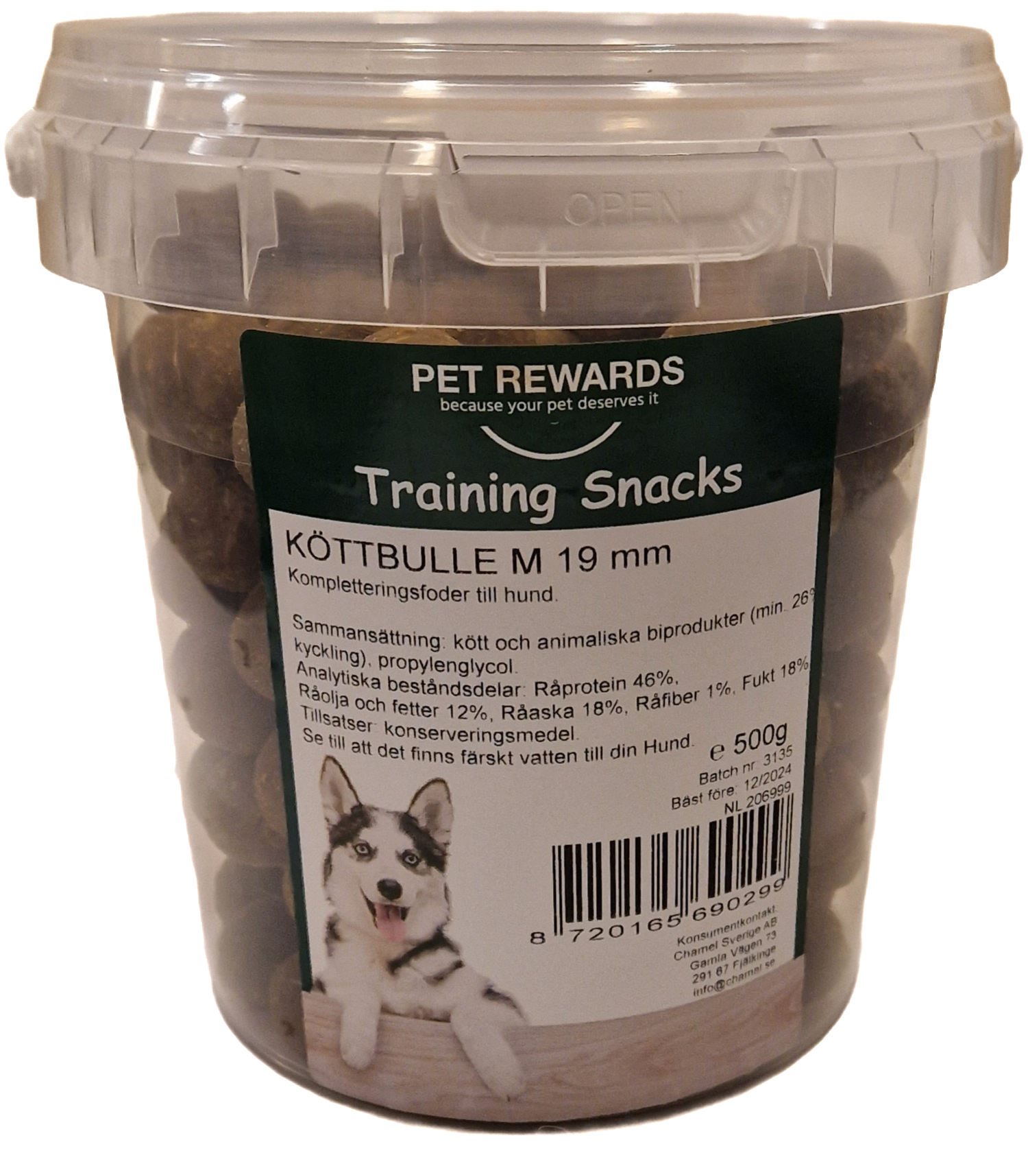 Träningsgodis köttbulle medium, 500g