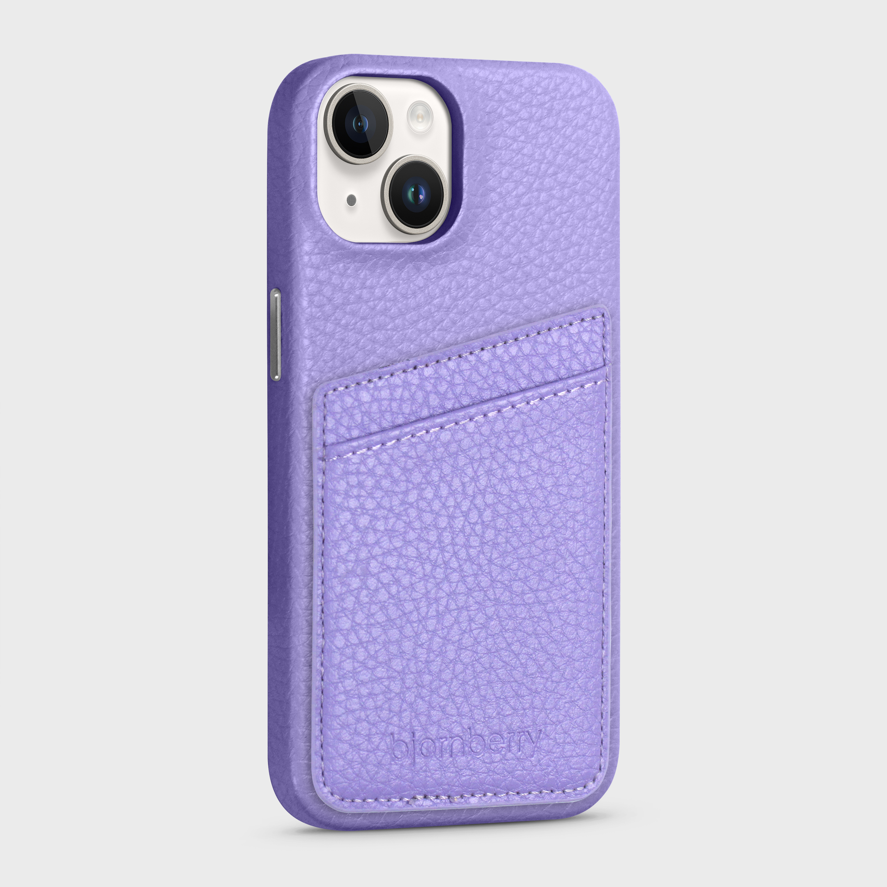iPhone 15 Leather Case with Card Holder - Lavender
