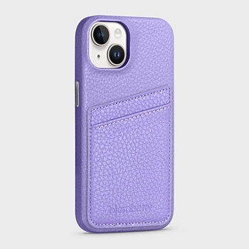 iPhone 15 Leather Case with Card Holder - Lavender
