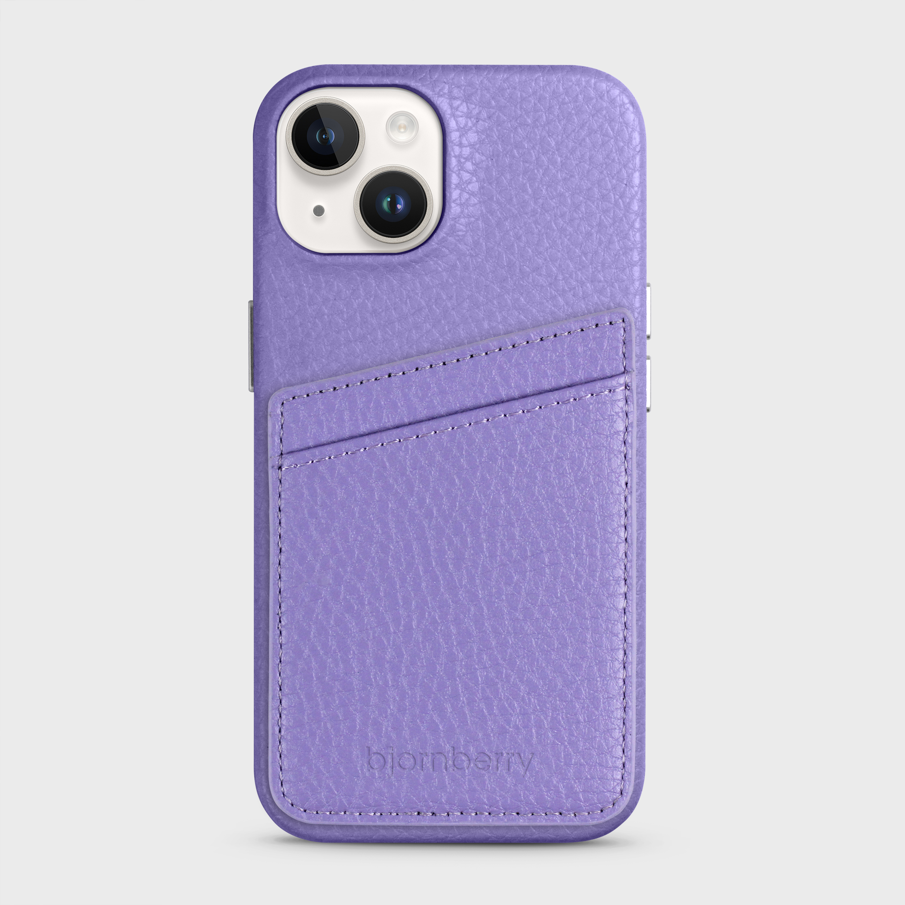 iPhone 15 Leather Case with Card Holder - Lavender - 2
