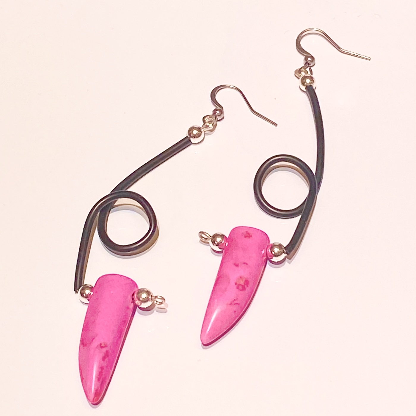 Earrings rubber pink Stones 