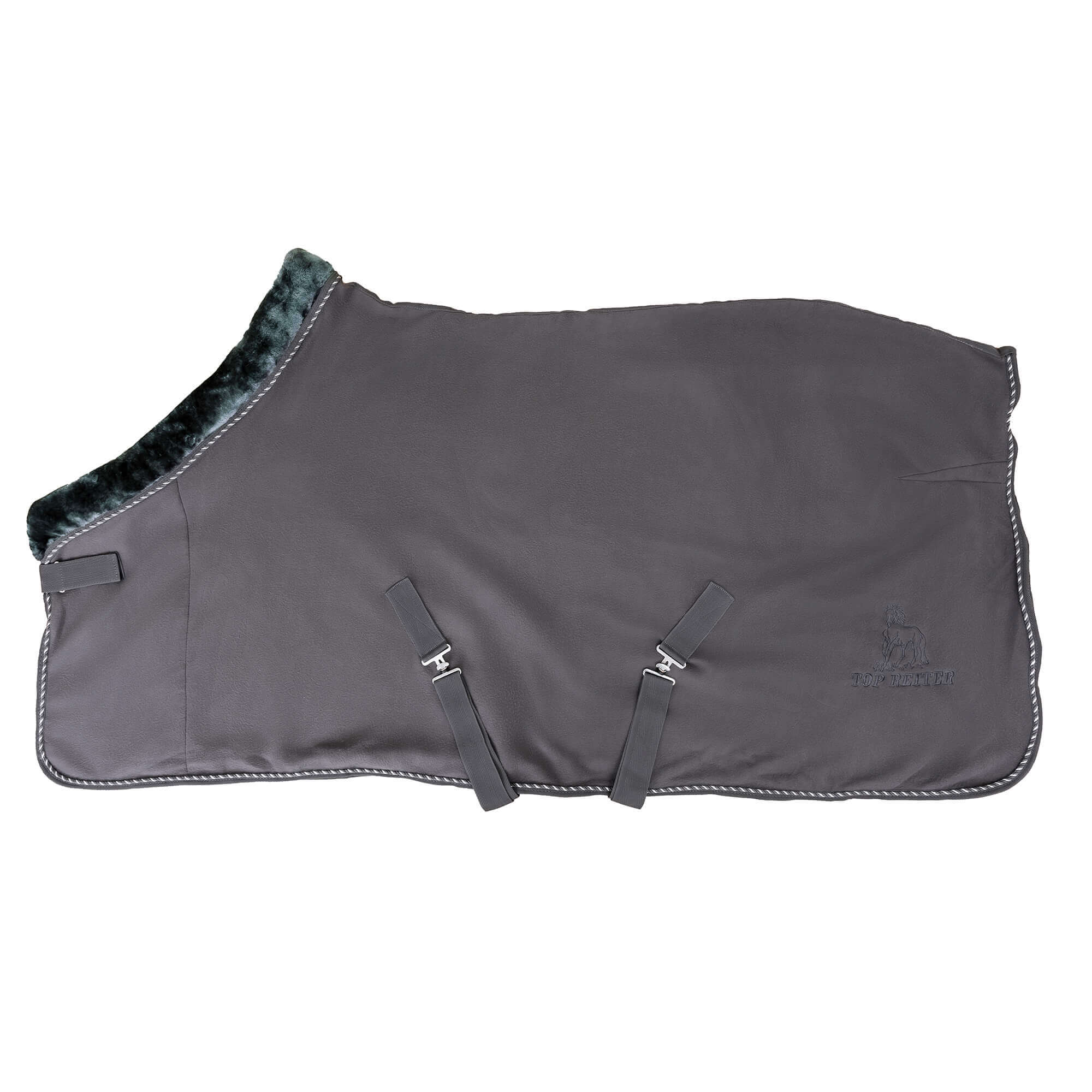 Top Reiter Fleecetäcke "SOFT LINE", grå/grön, 125cm - 3