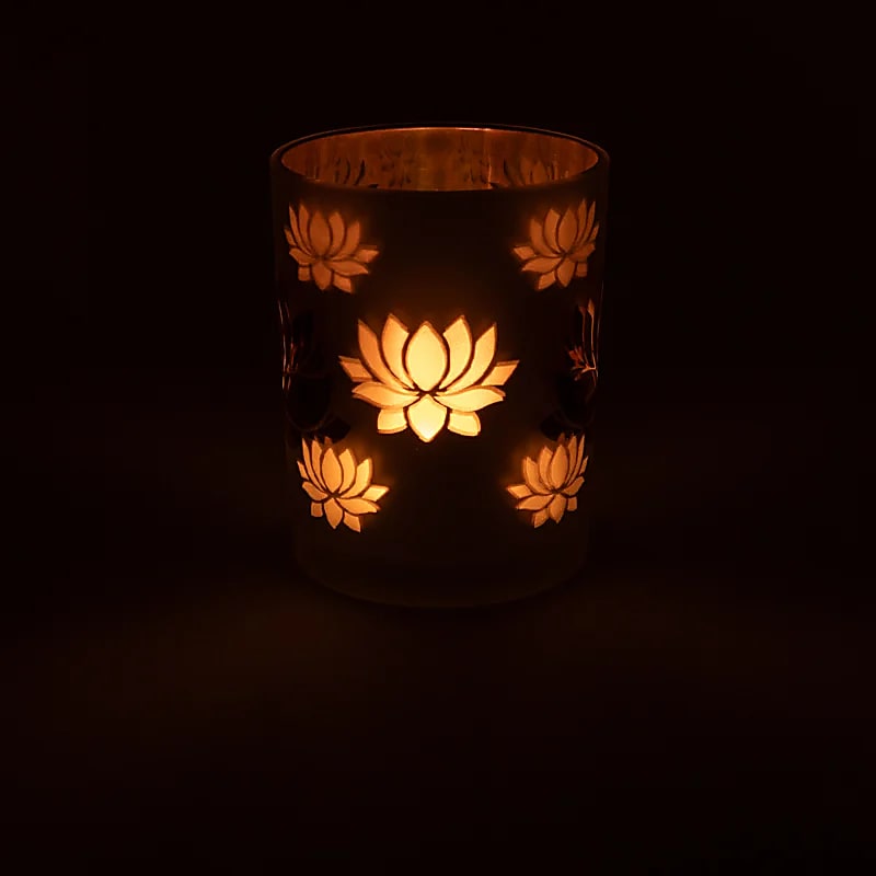 Ljuslykta frostad/metallic Lotus  - 5
