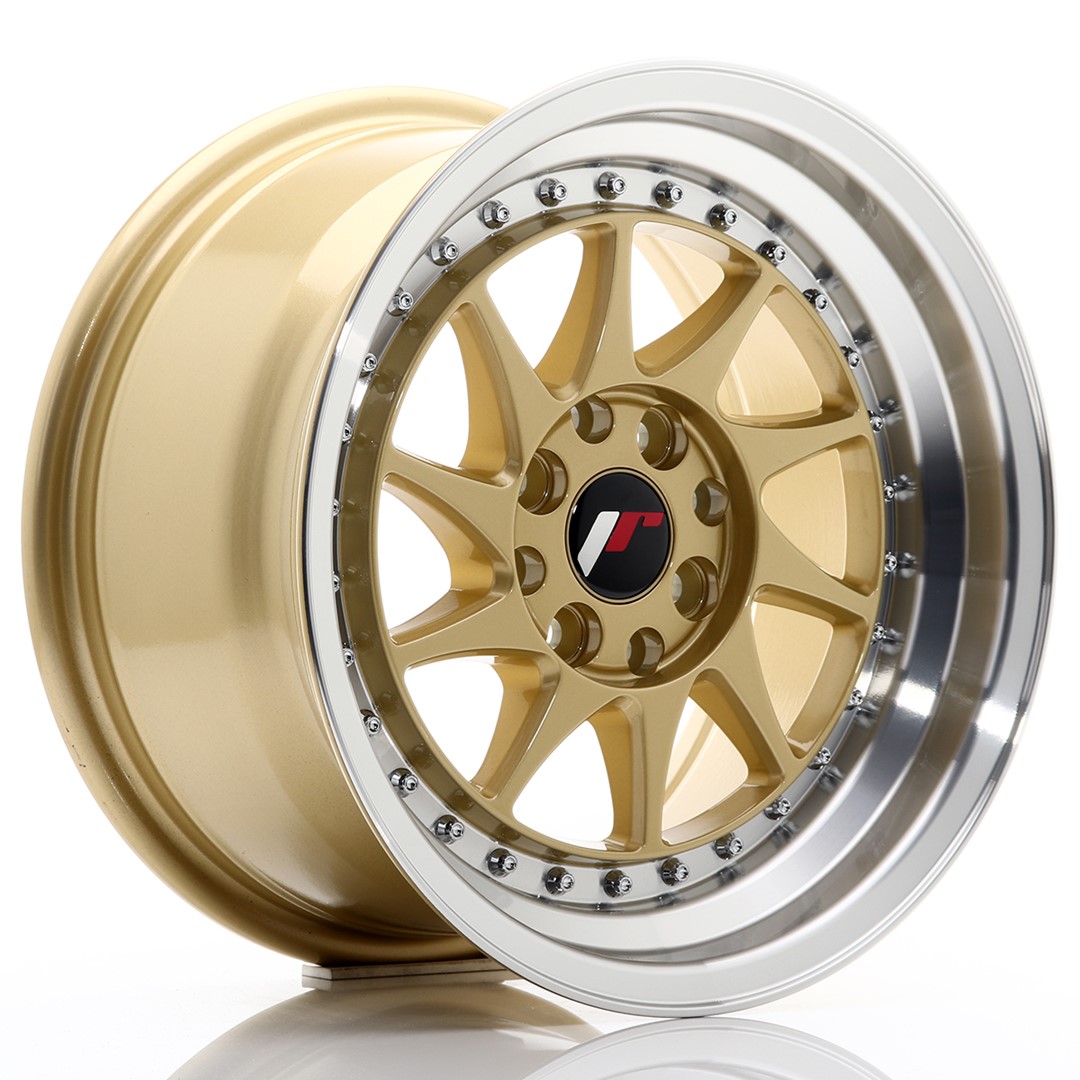 15" JR Wheels JR26 - Gold Machined Lip