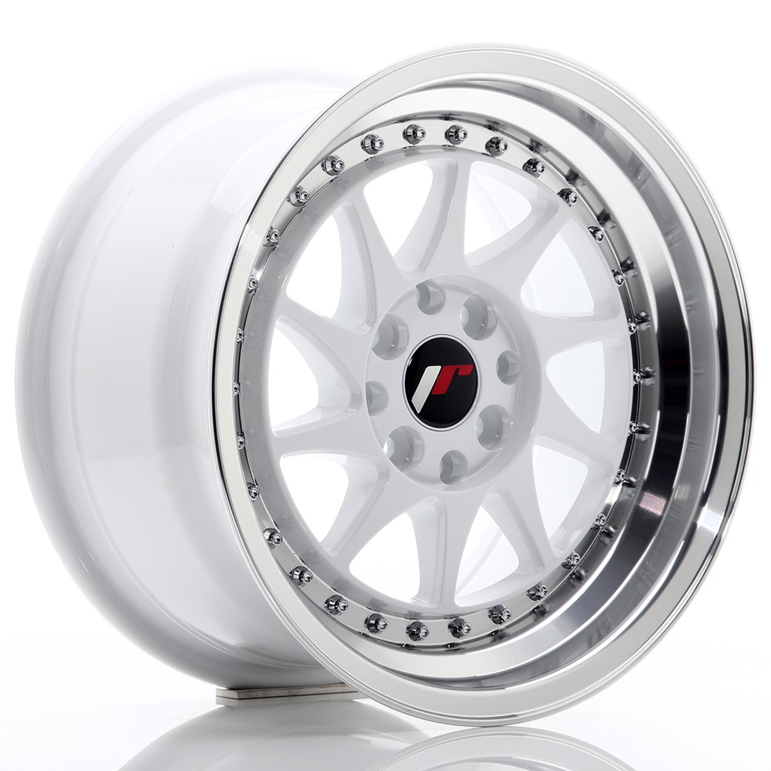 15" JR Wheels JR26 - White Machined Lip