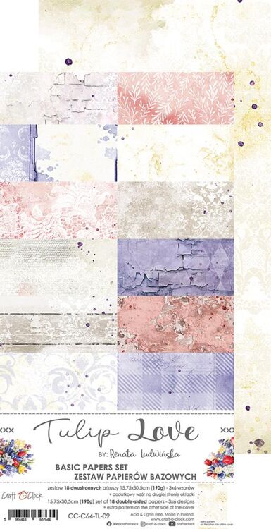Craft O' Clock 15.75x30.5 cm Basic of paper set -Tulip Love  - 8