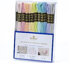 Mouliné Stranded cotton "Pastels" 12 colors packet of 4 meters skeins