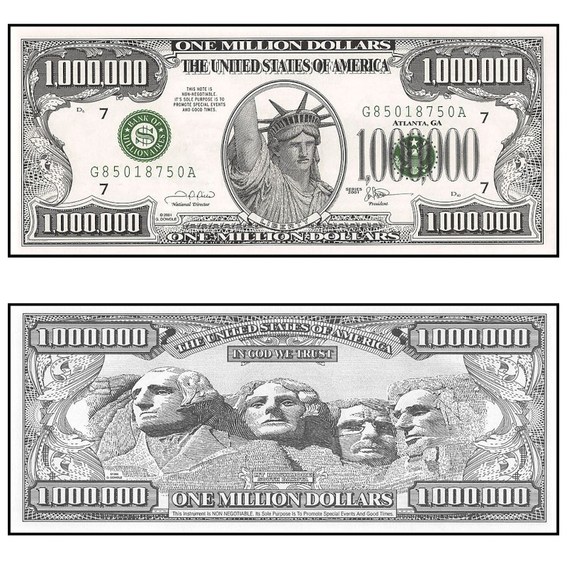 Dollarsedel, 1 miljon