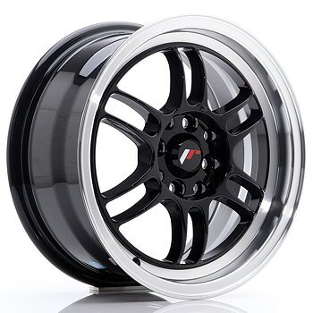 15" JR Wheels JR7 - Glossy Black Machined Lip