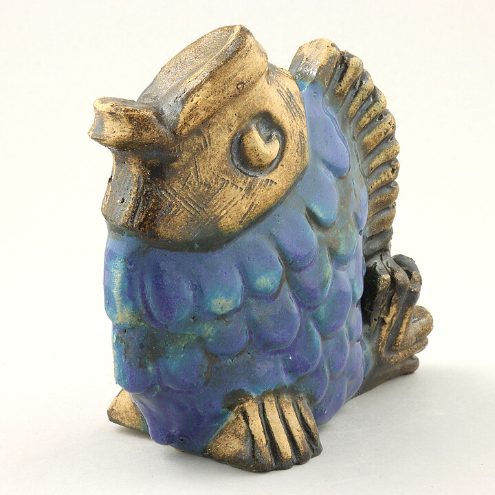 ウィリー・フィッシャー　立体的なブルーの魚   14cm  1960年代 (2)