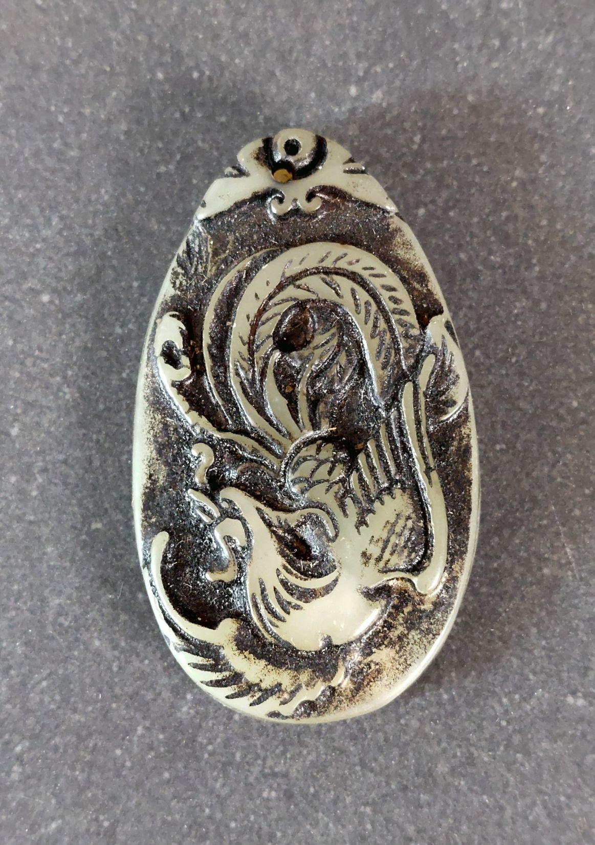 Fågel Fenix Talisman/Amulett med hål - Jade - 2