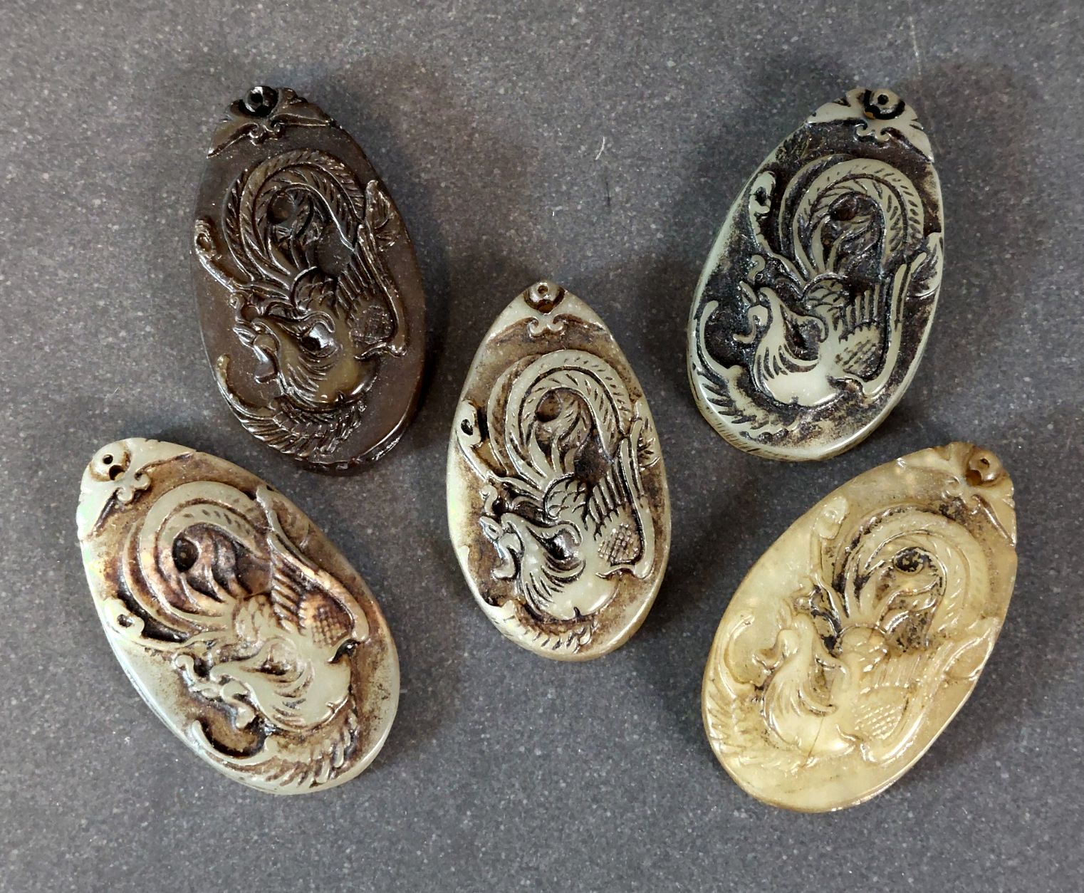 Fågel Fenix Talisman/Amulett med hål - Jade