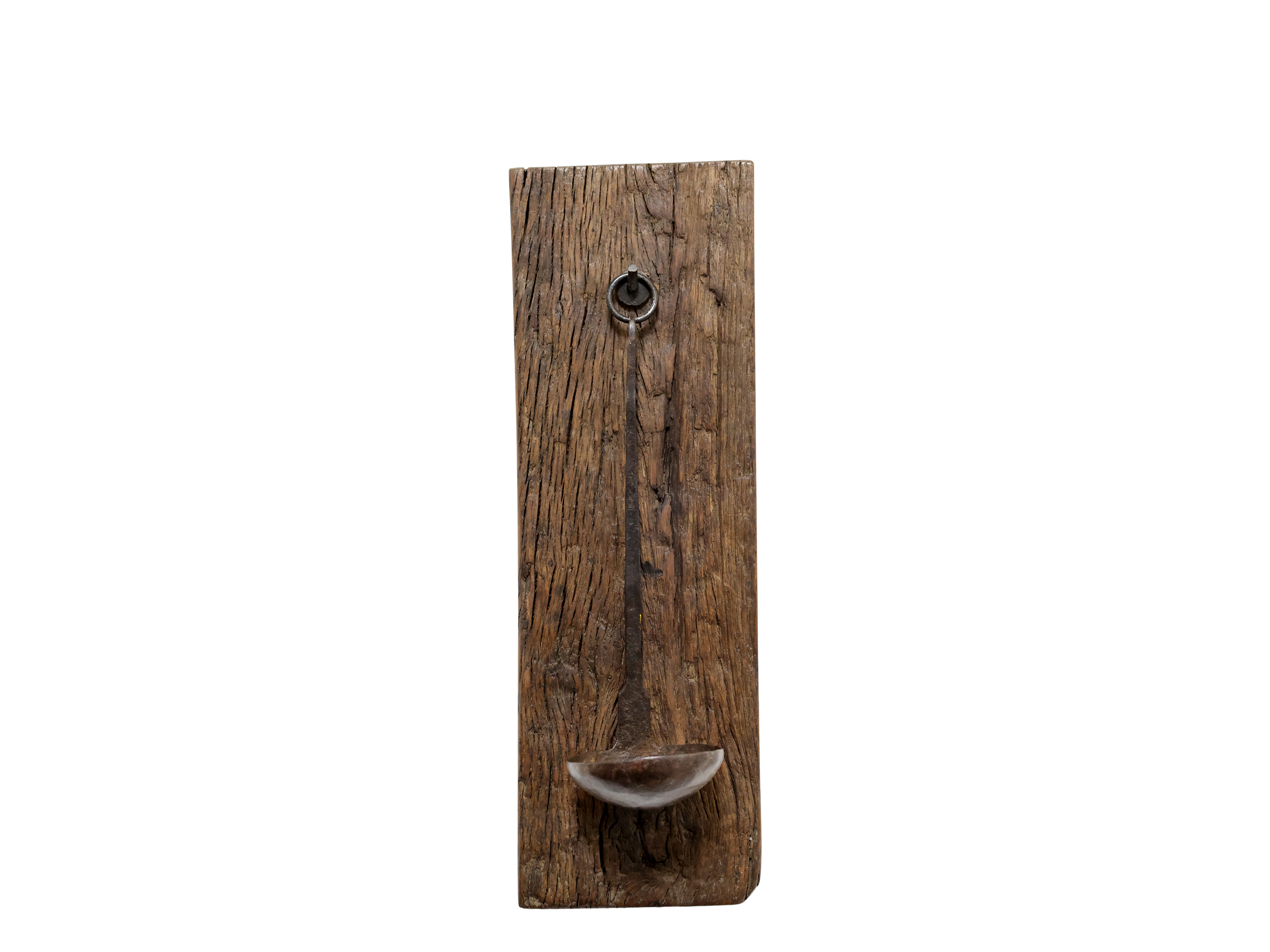 Candle holder - Wall candle holder - Recycled wood - Wrought iron - 46x15 cm - 5