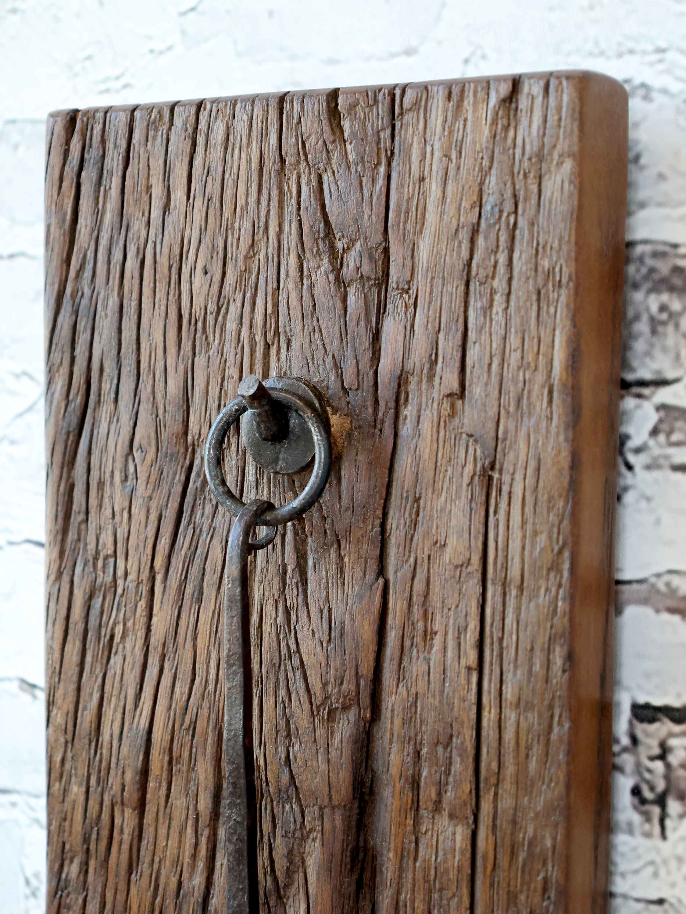 Candle holder - Wall candle holder - Recycled wood - Wrought iron - 46x15 cm - 4